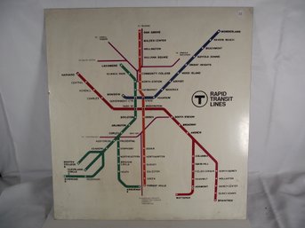 Vintage Metal Boston MBTA System Map Sign