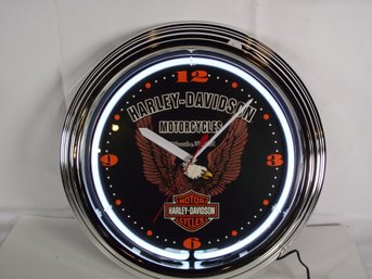 Neon Harley Davidson Wall Clock