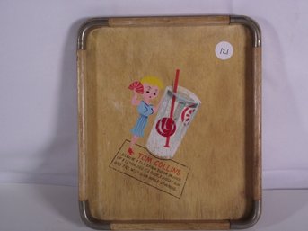 Vintage Tom Collins Wooden Serving Tray