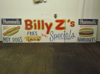 Vintage Large Metal Billy Z's Hummels Sign