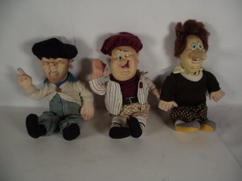 1997 Three Stooges Plush Golf Figures With Rubber Faces