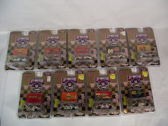 Lot Of Nine (9) Racing Champions Nascar Gold 1:64 Scale Diecast Cars On Cards