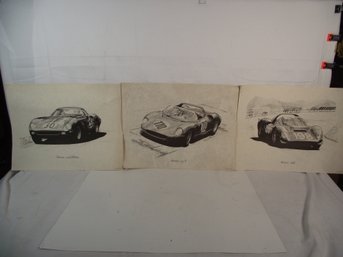 Vintage Lithographs By John W. Barnes Jr. - 1970's Ferraris