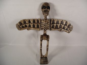 Carved Wooden Flying Skeleton