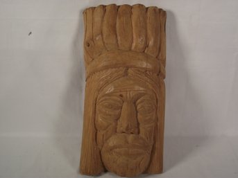 Carved Indian Head Out Of Maple Wood
