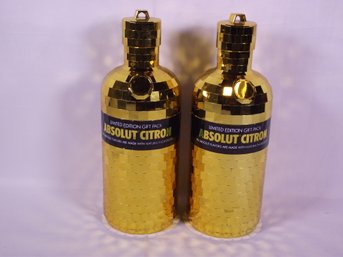 Lot Of Two (2) Absolut Citron Limited Edition Disco Bottles
