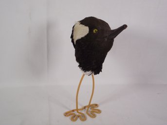 Weird Woodpecker Taxidermy Piece With Metal Legs