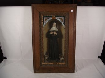 Antique Saint Rita Of Cascia Shadow Box Icon