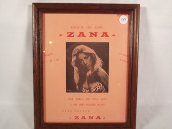 Vintage Sideshow Handbill For Fire-eating Zana