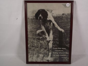 Vintage Framed Print Of Dog Jumping A Barbed Wire Fence - Walt Whitman