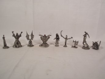Lot Of Nine (9) Pewter Figurines - Wizards, Goblins, Etc.
