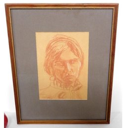 A Framed Etching Of A Peasant Woman - Signed