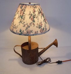 Rustic Country Style Old Watering Can Lamp W/shade - Working