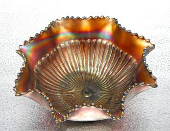 G101 Northwood Stippled Rays Amethyst Carnival Glass Bowl