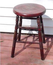 A Burgundy Red & Gold Stenciled Country Stool