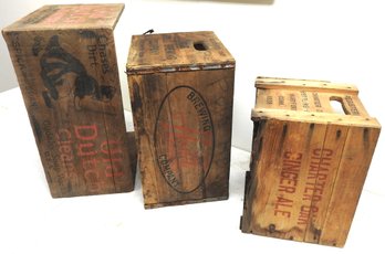 Lot Of 3 Old Wooden Advertising Crates - All Have Damage As Shown