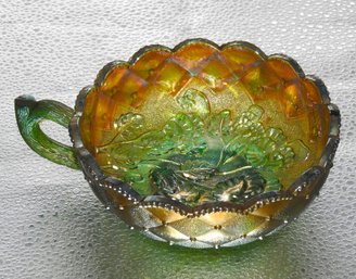 G109 Early Imperial Green Carnival Glass Bonbon Dish