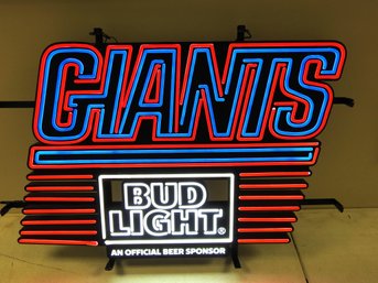 Cool Working NY Giants Bud Light Beer Light Up Sign