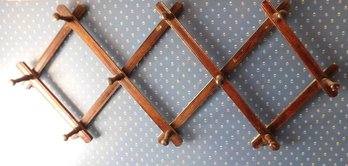 Arts & Crafts Era Accordian Wall Mount Coat Rack / Hat Rack