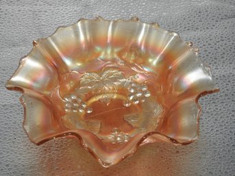 G110 Early Marigold Grape & Leaf Carnival Glass Bowl