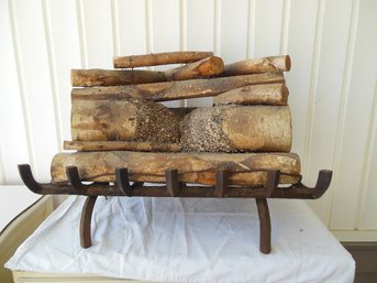 Electric Birch Log Fireplace Insert W/cast Iron Fireplace Grate