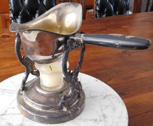 A Silver Plated Heated Gravy Boat On Stand