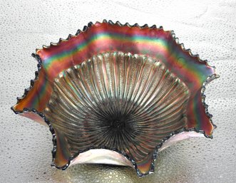 G114 Early Northwood Stipple Rays Amethyst Carnival Glass Bowl