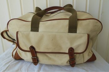 G.H. Bass & Co. Maine Tan Canvas & Leather Aviator Style Duffel Bag