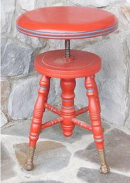 A Charles Parker Co. Meriden CT. 19th Century Piano Stool W/Glass Ball Eagle Claw Feet