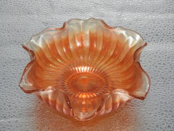 G125 Imperial Glass Marigold Ruffled Carnival Glass Bowl