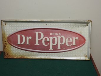 Vintage 12 X 26 Dr Pepper Soda Metal Sign
