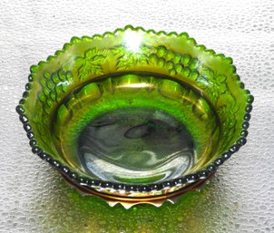 G134 Early Northwood Green Carnival Glass Bowl