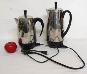 Pair Of Farberware Electric Percolator Coffee Pots - Tested/working