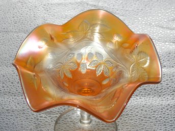 G137 Early Fenton Marigold Blackberry Carnival Glass Compote