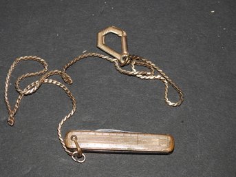 Old Gold Filled Pocket Knife With Fob