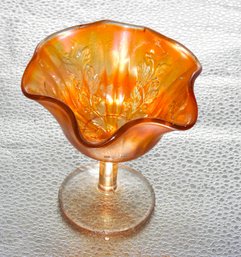 G142 Early Marigold Carnival Glass Compote
