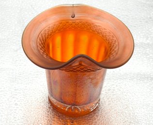 G156 Early Marigold Top Hat Carnival Glass Vase