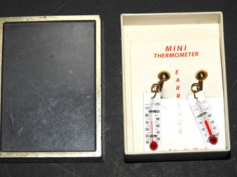 Vintage Novelty Thermometer Earrings That Actually Work In Original Case