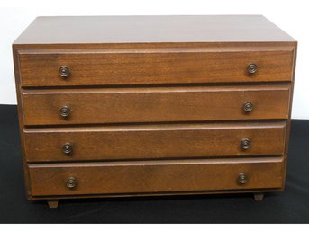 Mid-Century 4 Drawer Jewelry Chest Looks Like A Chest Of Drawers