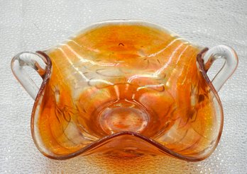 G173 Early Dugan Dual Handle Carnival Glass Dish