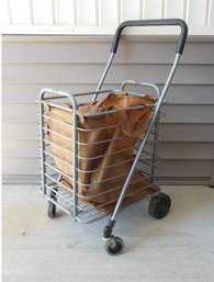 Polder 30lb Capacity Folding / Rolling Shopping Cart With Liner Bag Insert