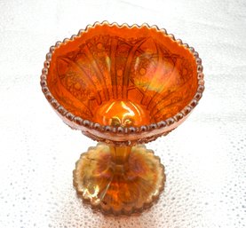 G180 Early Imperial Marigold Carnival Glass Compote