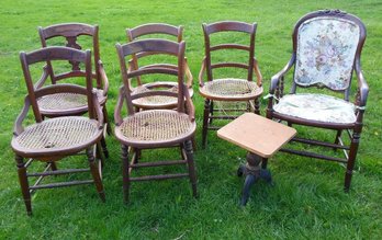 Victorian Era Furniture Lot - Chairs And Small Stand