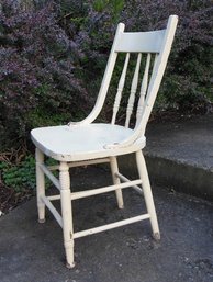 Old White Painted Country Chair In Old Paint