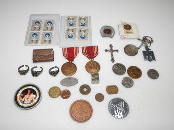 Lot Of Coins Ww2 Medals Stamps & More Smalls Lot