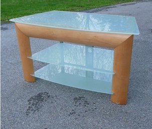 Frosted Glass And Maple Finish TV Stand