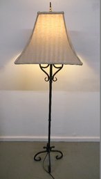 Wrought Iron French Fleur De' Lis Floor Lamp W/cloth Shade, Attractive Lamp