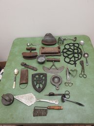 Huge Lot Of Old Metal Utensils Tobacco Cutters And More