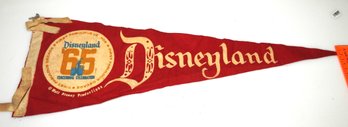 Disneyland 1965 Red First Tencennial Felt Pennant 28 Inches