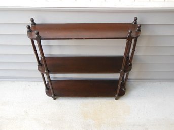 Mid-Century Mahogany 3 Tier Open Work Book Shelf - Nice & Clean Original Finish